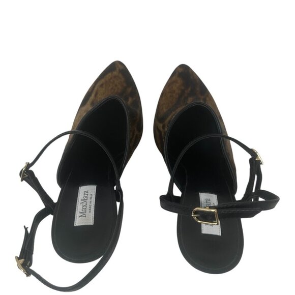 New Max Mara Leopard Haircalf Animal Print Slingback Ankle Strap Pumps Heels 7 - Picture 7 of 15